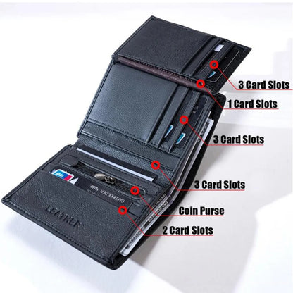 Men S Genuine Leather Wallet Top Layer Cowhide Rfid Anti-Theft Swiping Three-Fold Credit Card Wallet