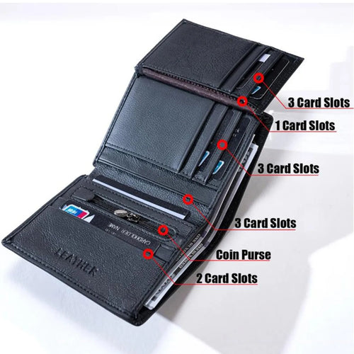Men S Genuine Leather Wallet Top Layer Cowhide Rfid Anti-Theft Swiping Three-Fold Credit Card Wallet