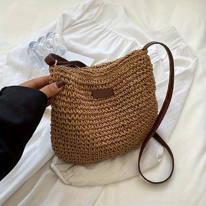 Rattan Straw Crossbody Bag – Women's Woven Beach Shoulder Bag