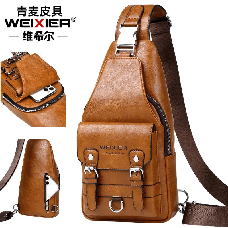 Men S Cross-Body Bag One Shoulder Large Capacity Mobile Phone Storage Zipper Buckle Waterproof