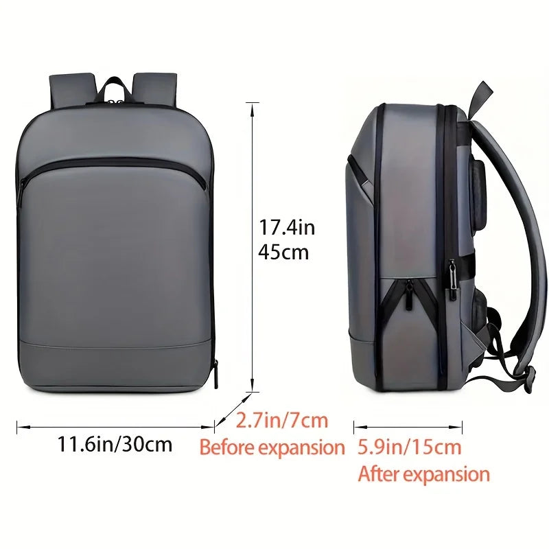 1pc Lightweight Backpack Mens Solid Color Expandable Business Durable Zipper Multi Compartment