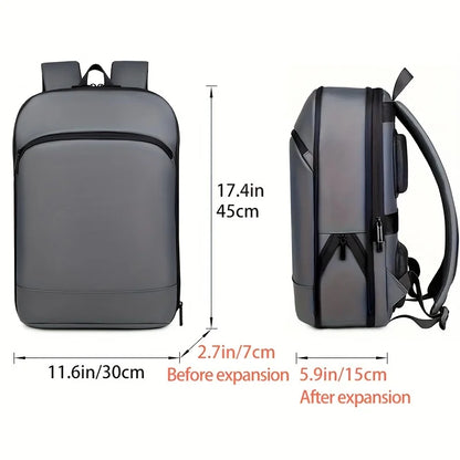 1pc Lightweight Backpack Mens Solid Color Expandable Business Durable Zipper Multi Compartment
