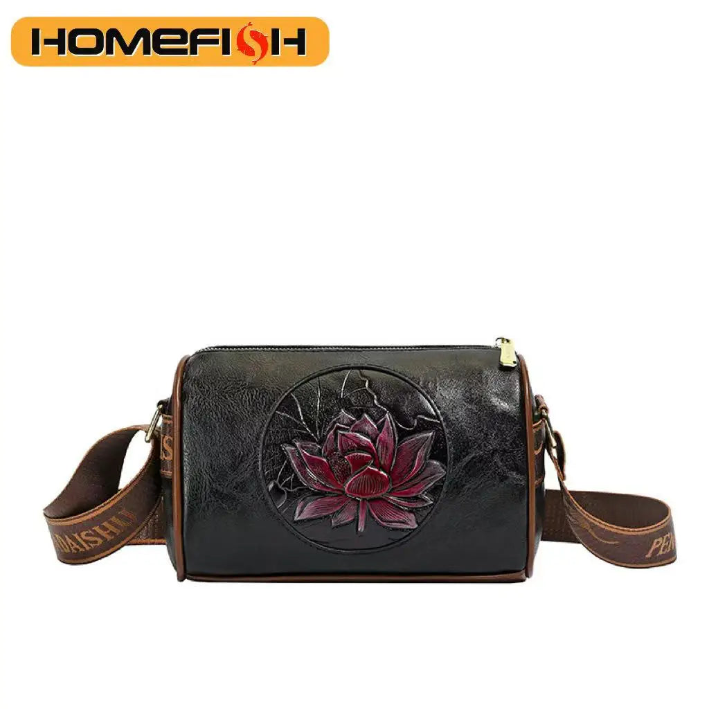 Homefish Casual Handbag Soft Leather Shoulder Crossbody Bags Women Print Ladies Messenger Tote Bag