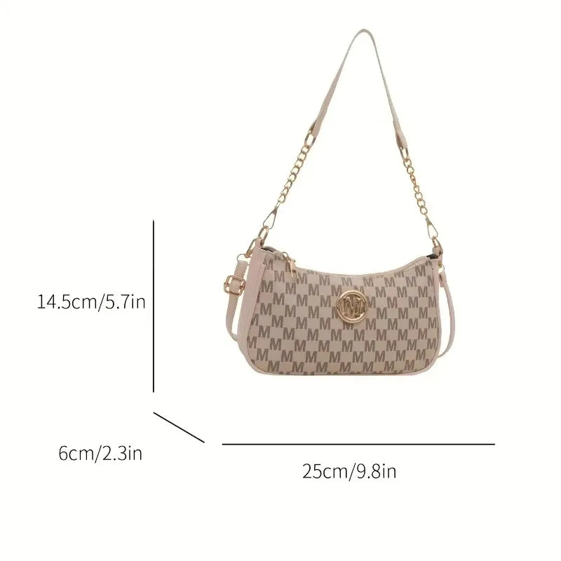 Crossbody Shoulder Bag for Women – Monogram Chain Strap Handbag
