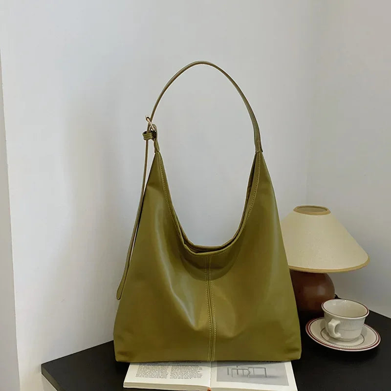 Large Tote Shoulder Bag for Women – Retro Minimalist Style
