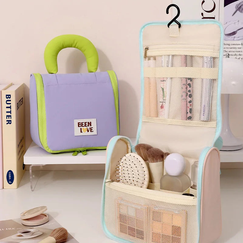 Ladies Nylon Color-Blocking Fashionable Makeup Bag Fashionable Toiletry Bag Business Trips
