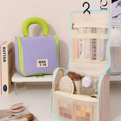 Ladies Nylon Color-Blocking Fashionable Makeup Bag Fashionable Toiletry Bag Business Trips