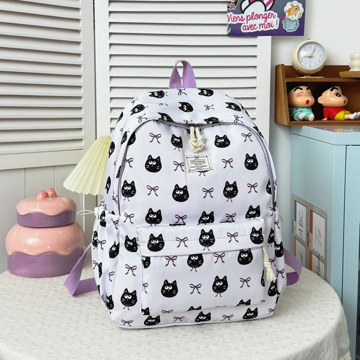 Sweet Cool Cartoon Animal Pattern Girl Backpack Lightweight Nylon Large Capacity Multifunctional