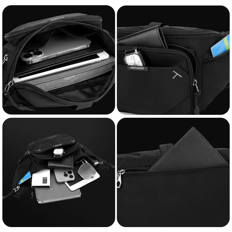 Waterproof Nylon Fabric Multi-Functional Men S Waist Bag Load-Reducing Single-Shoulder Crossbody Bag