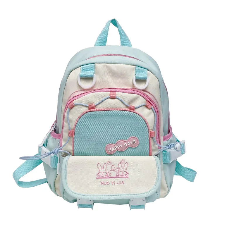 Cute Color-Blocking Backpack Female Students Large-Capacity Schoolbag