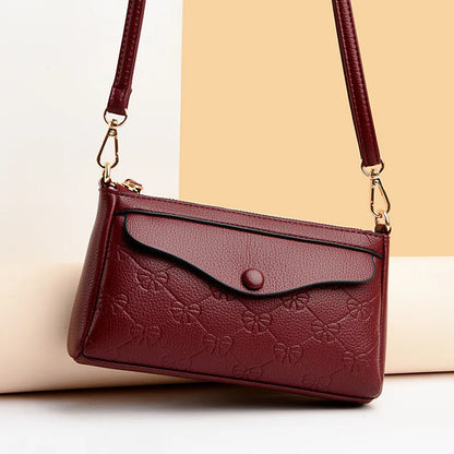 Button-Zippered Single-Shoulder Envelope Bag Large-Capacity Waterproof Soft Leather Women S