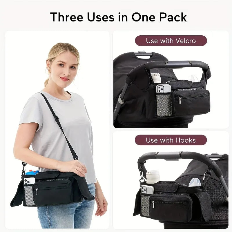 Stroller Organizer Bag with Cup Holders – Large Capacity Baby Caddy