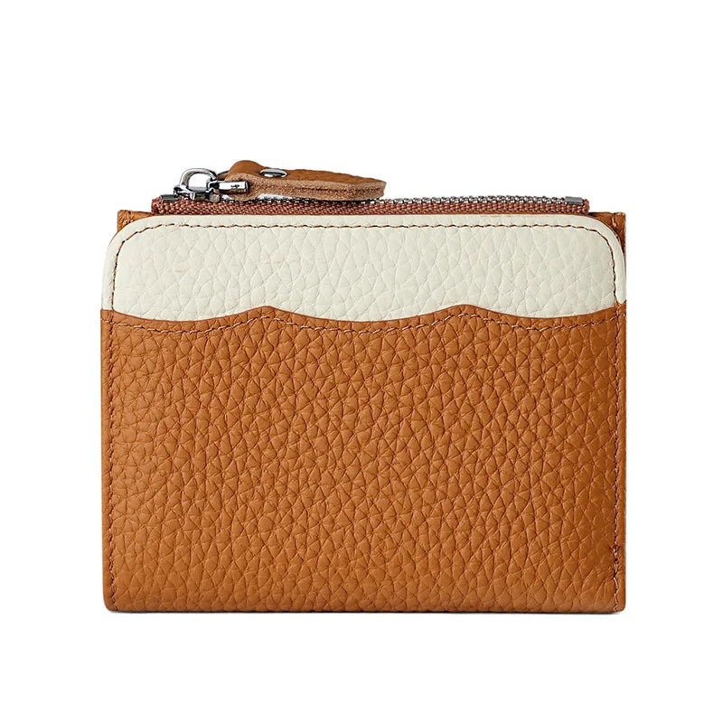Rfid Genuine Leather Short Square Small Wallet Women