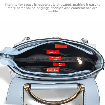Ladies Handbag Trend Embossing Solid Color Pu Leather Tote Bag Versatile Casual Single Shoulder