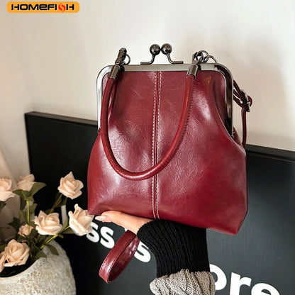 Homefish Women Shell Crossbody Bag Vintage Brown Pu Leather Shoulder Purse