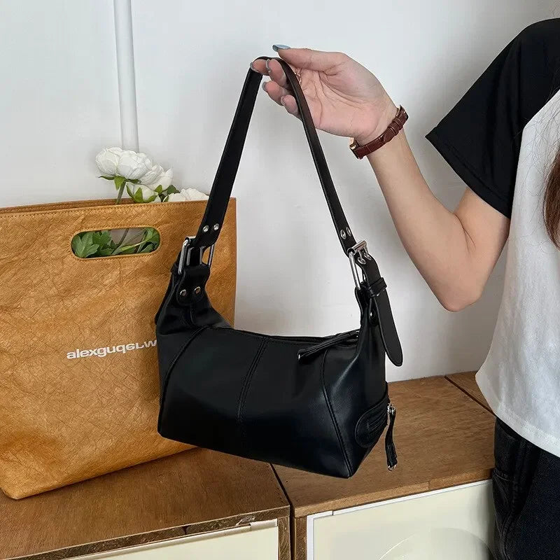 Y2k Style Shoulder Bag Purse Girls Street Wear Women Trendy Motorcycle Handbag Minimalist