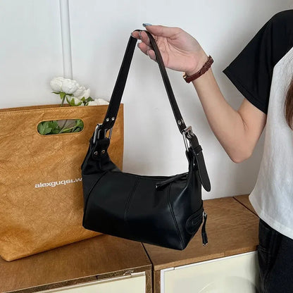 Y2k Style Shoulder Bag Purse Girls Street Wear Women Trendy Motorcycle Handbag Minimalist