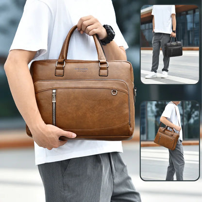 Men S Business Hand-Held Horizontal Single-Shoulder Crossbody Bag Computer Storage Large Capacity