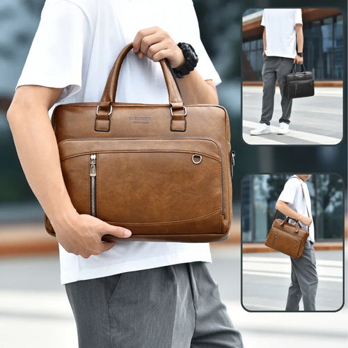 Men S Business Hand-Held Horizontal Single-Shoulder Crossbody Bag Computer Storage Large Capacity