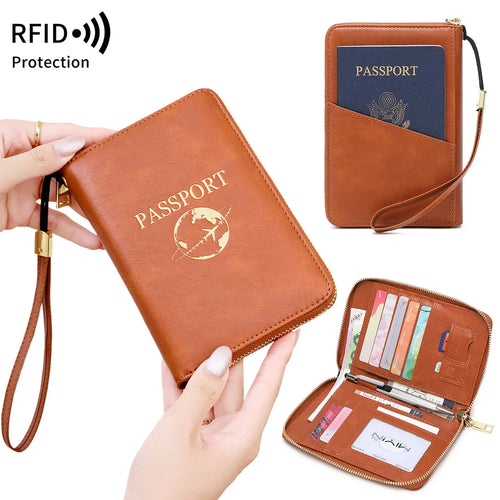 Multi-Functional Zipper Passport Holder Rfid Anti-Magnetic Passport Global Travel Storage Document