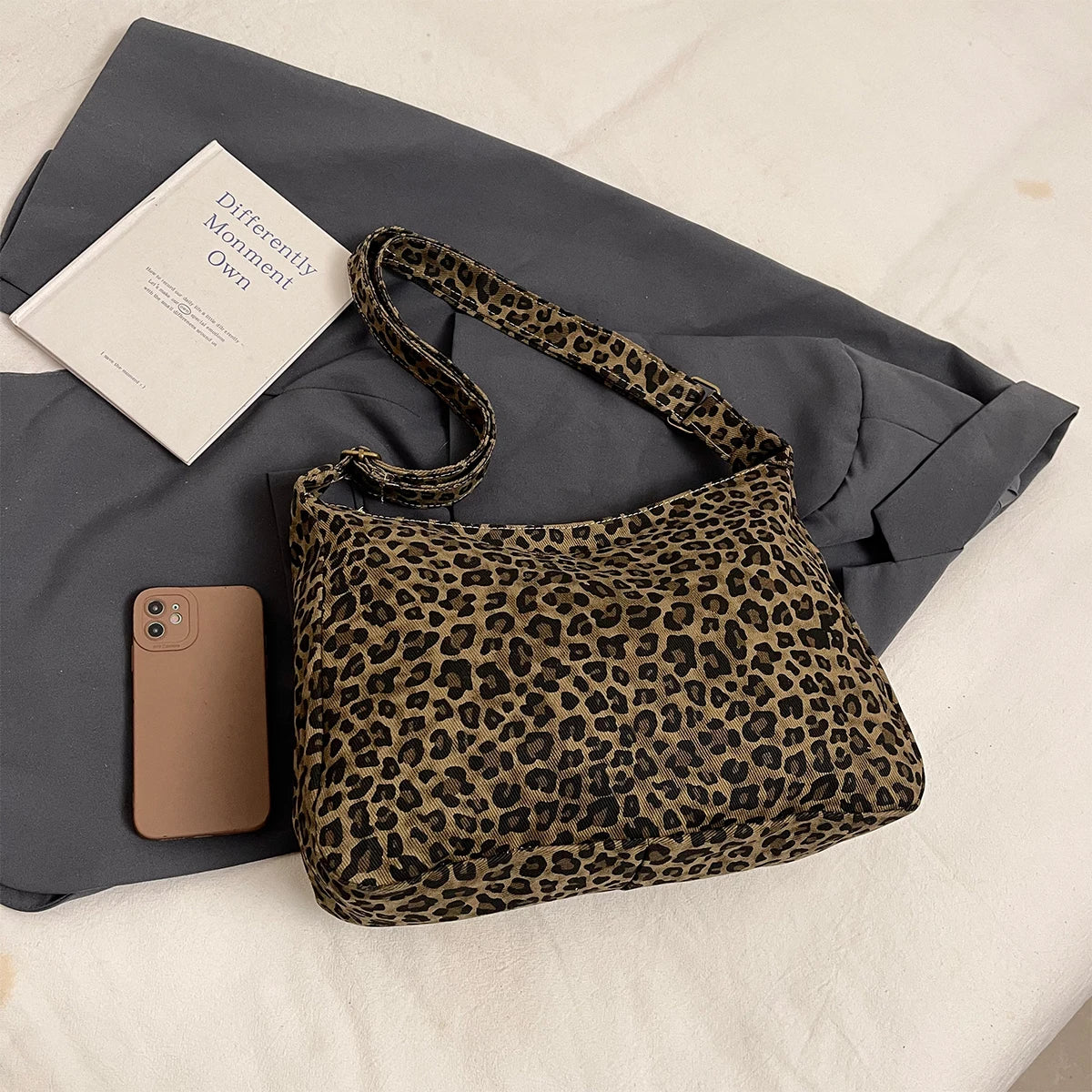 Women S Leopard Print Tote Bag Lightweight High-Capacity Shoulder Adjustable Strap Crossbody Daily