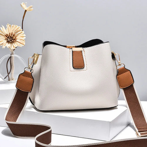 Bucket Bag – Soft Minimalist Shoulder Bag with Contrast Strap