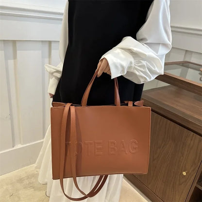 Large Capacity Leather Tote Bag – Vintage Shoulder & Crossbody Handbag