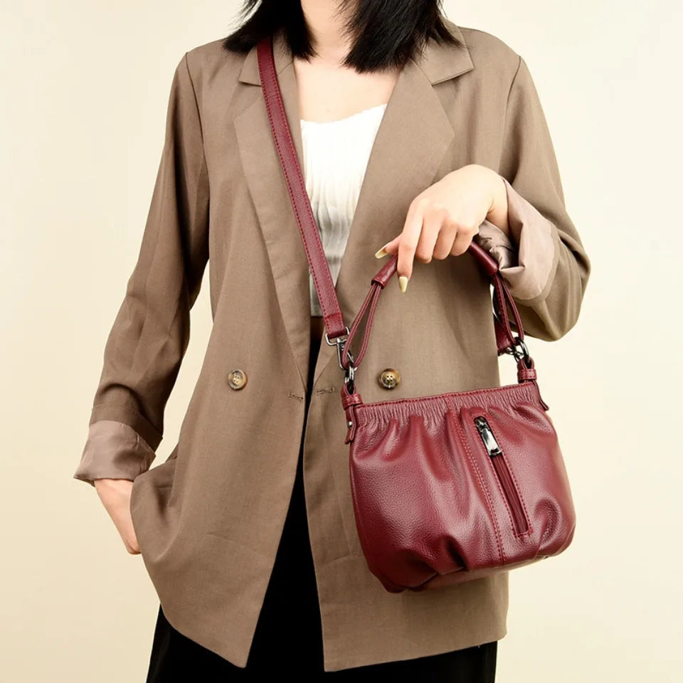 PU Leather Bucket Bag for Women – Small Crossbody Shoulder Purse