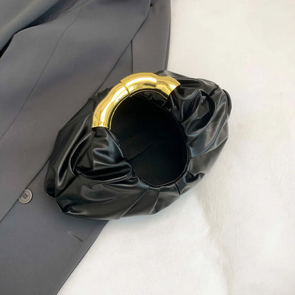 Elegant Glamorous Women Dinner Bag Solid Color Cloud Wrinkled Soft Pu Leather Handbag Prom Banquet