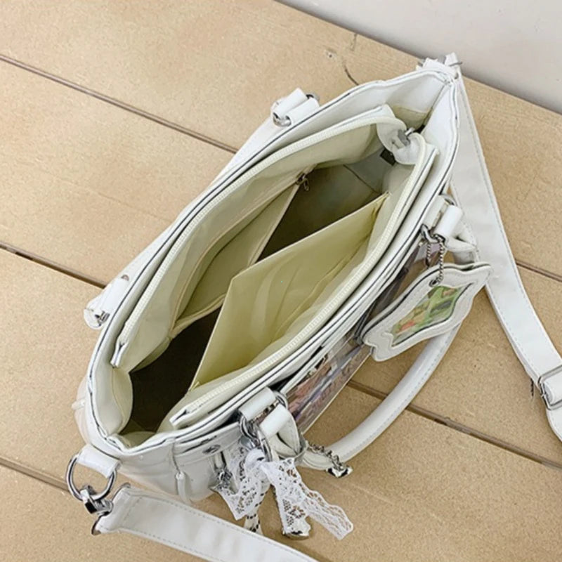 Y2k Style Women S Cool Ulzzang Ita Bag Daily Using Jk Uniform Transparent Tote Multi-Function