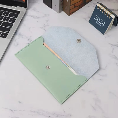 PU Leather Envelope Wallet with Card Holder & Cash Slots