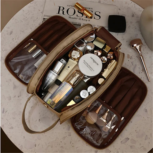 Large Capacity Double Zipper Makeup Bag