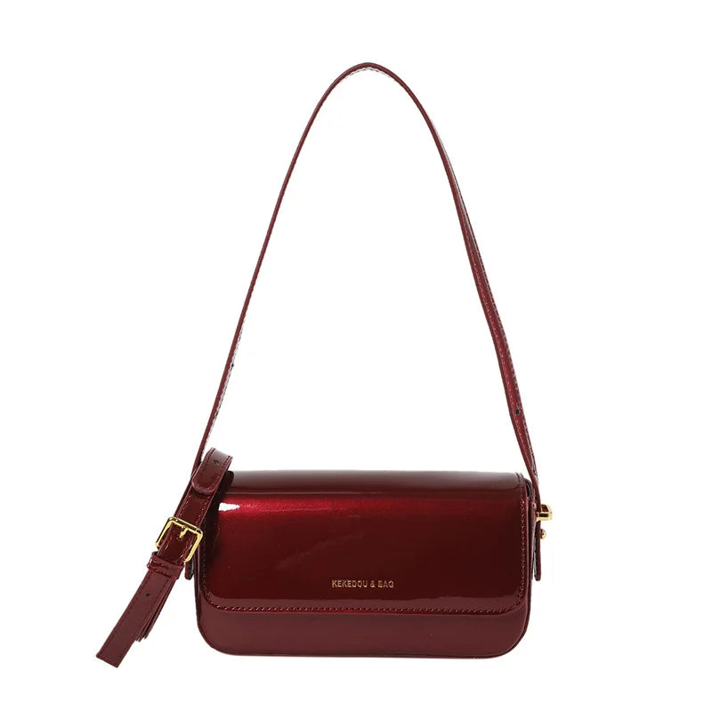 Glossy Patent Leather Crossbody Shoulder Bag for Women
