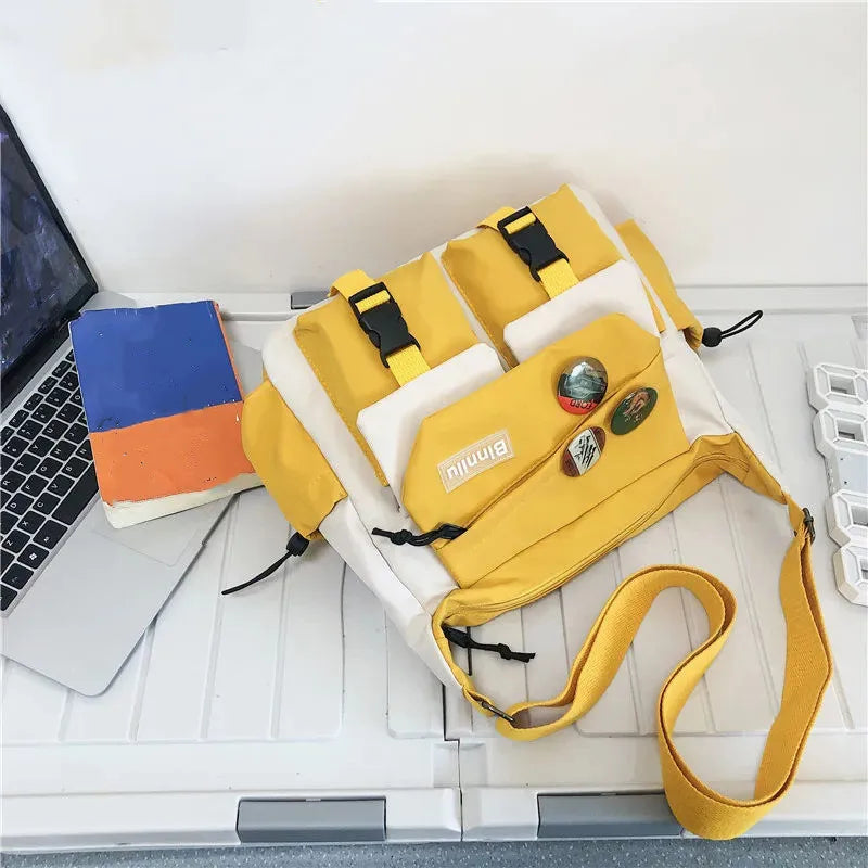 Preppy Casual Nylon Crossbody Bag Men Women Teen Messenger Student Commuter Single Shoulder Bag
