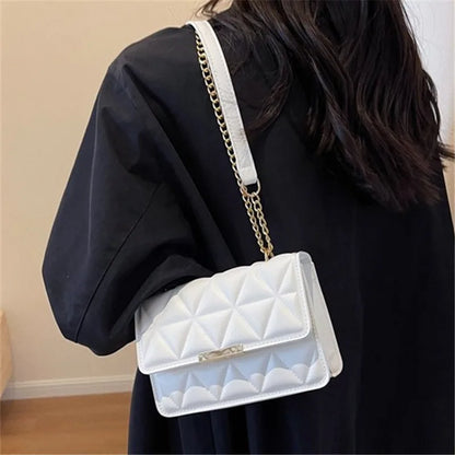 Quilted Chain Crossbody Bag – Small Square Shoulder Purse