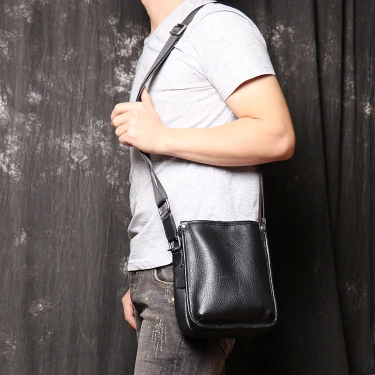 Retro Fashionable Men S Square Cowhide Single-Shoulder Bag Women Genuine Leather Crossbody