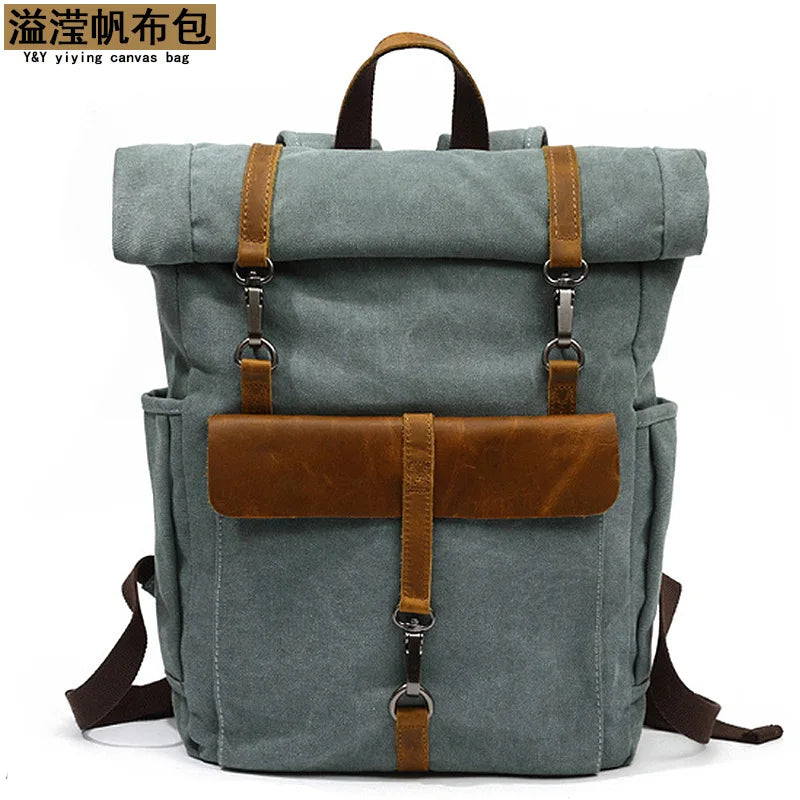 Rucksack Men Retro Shoulder Computer Storage Large Capacity Bag Students Outdoor Wear - Resistant