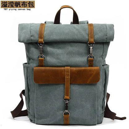 Rucksack Men Retro Shoulder Computer Storage Large Capacity Bag Students Outdoor Wear - Resistant