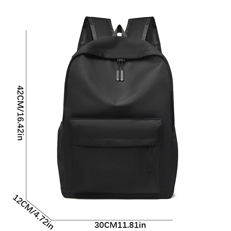 Large Capacity Minimalist Backpack School & Daily Use Solid Black