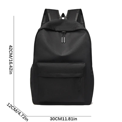 Large Capacity Minimalist Backpack School & Daily Use Solid Black