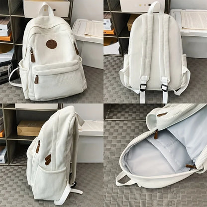 Women's Corduroy Backpack – Large Capacity Casual Daypack