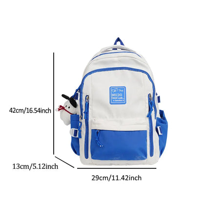 Fresh Versatile Color Blocked Student School Bags Lightweight Large Capacity Multi-Layer Storage