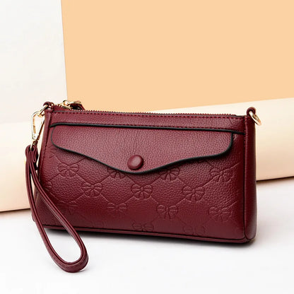 Button-Zippered Single-Shoulder Envelope Bag Large-Capacity Waterproof Soft Leather Women S