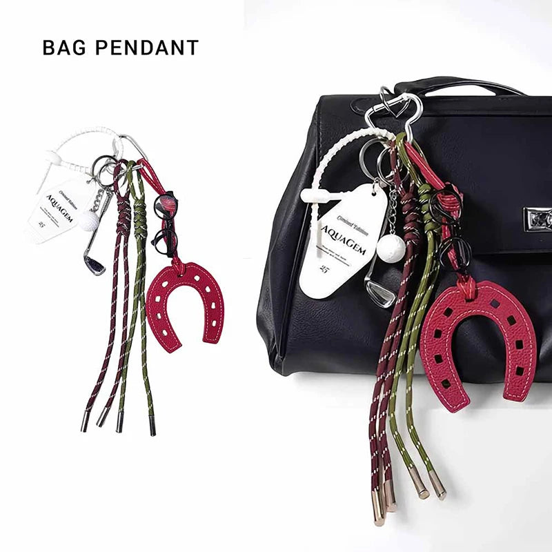 Horseshoe Keychain Bag Charm with Phone Lanyard Strap