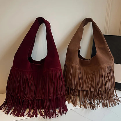 Fringe Tassel Tote Bag – Women's Boho Shoulder Handbag