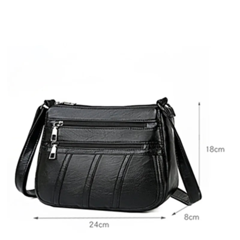 Multi-Pocket PU Leather Crossbody Bag for Women