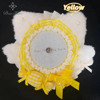 Cat Ear Badge Holder for Itabag – Handmade Lace Flower Wings Pin Tray