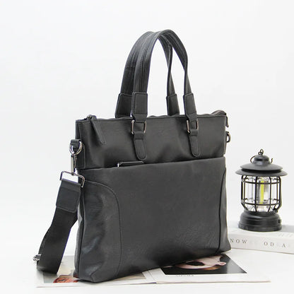 14 4-Inch Computer Bag Pu Leather Patchwork Simple Men S Casual Handbag Travel Business Waterproof