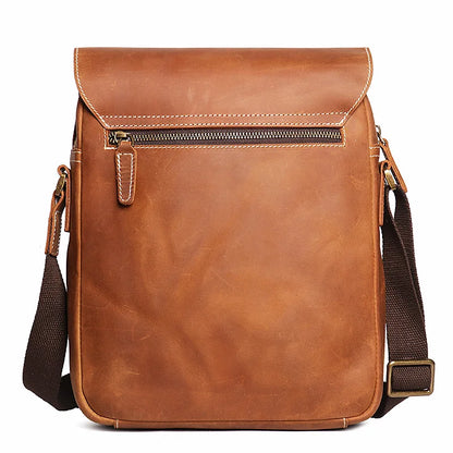 Men S Handcrafted Leather One-Shoulder Women Crazy Horse Crossbody Bag Retro Cowhide Ipad Storage