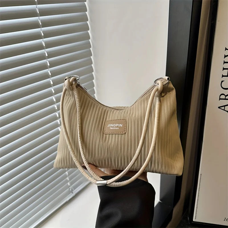Pleated Shoulder Bag – Lightweight Textured Underarm Tote